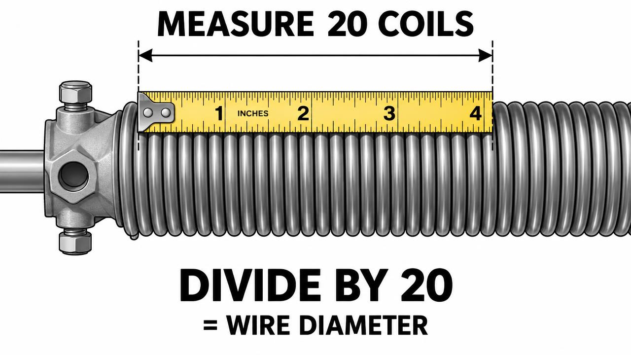 Measuring 20 coils of a torsion spring with a tape measure